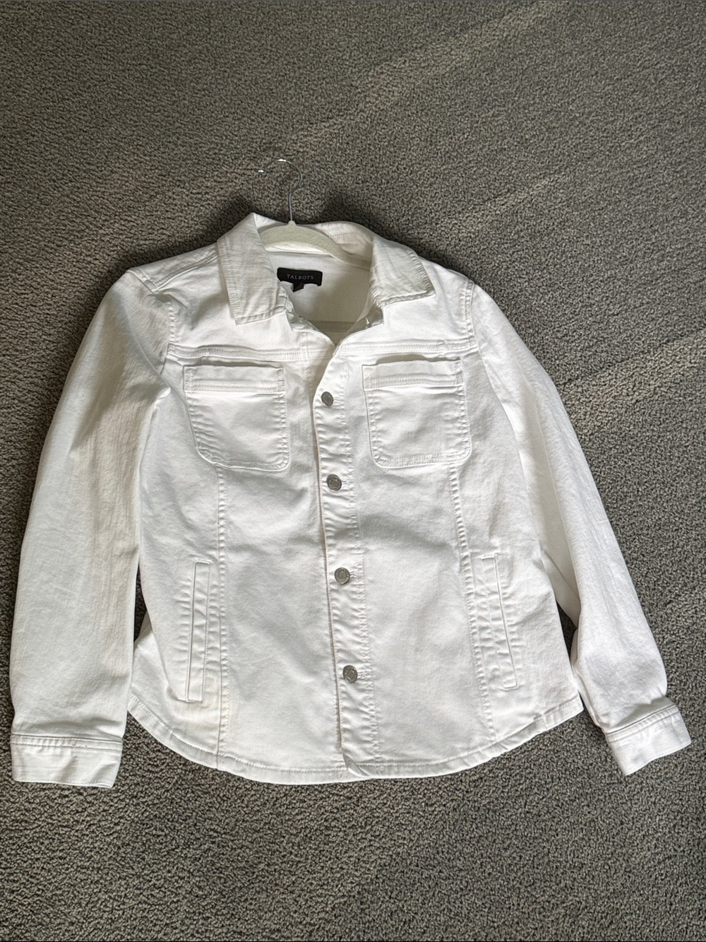 Talbots White Lightweight Denim Jeans Jacket/Shirt/Shacket. Size M